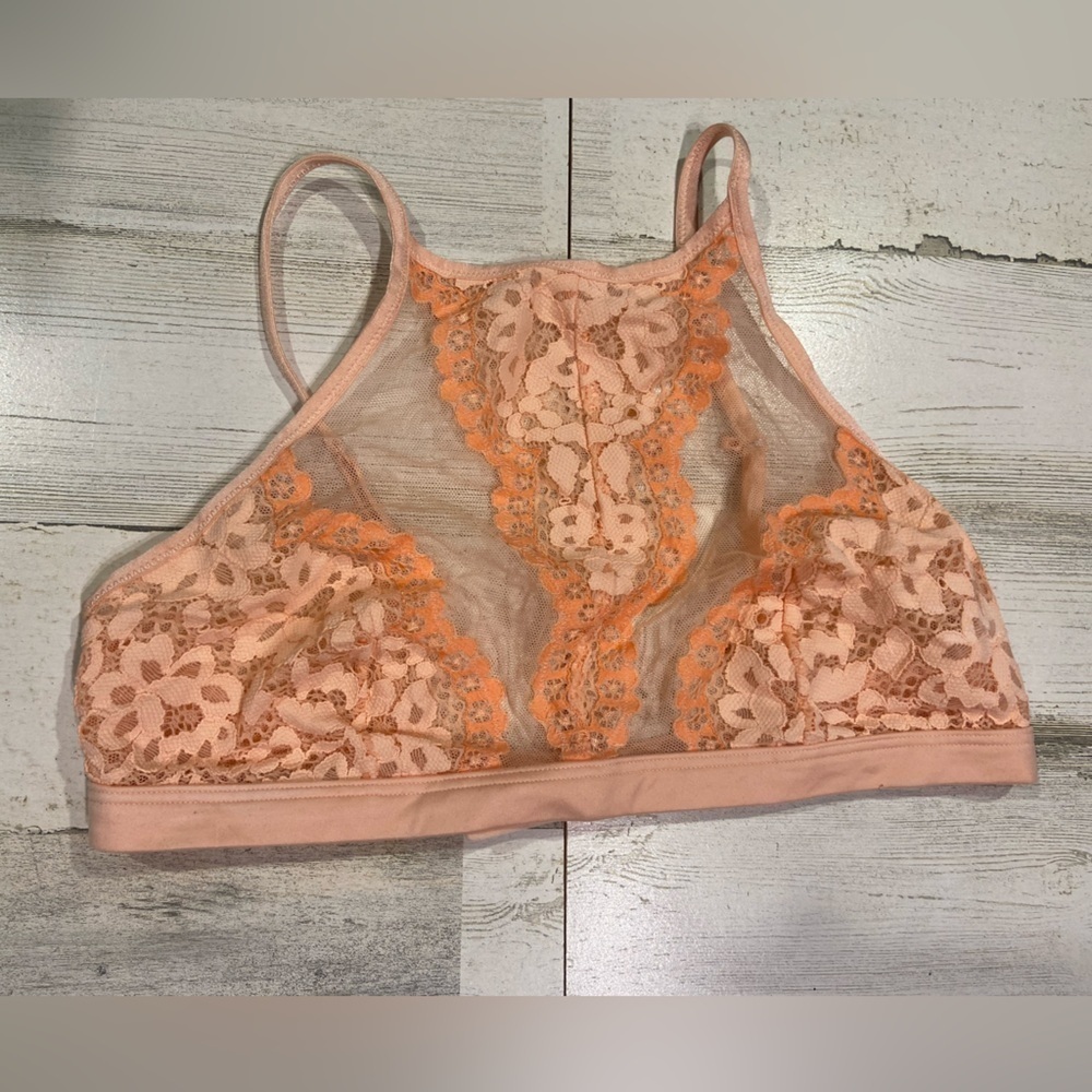 Victorias Secret Pink Lace Halter Bralette Medium